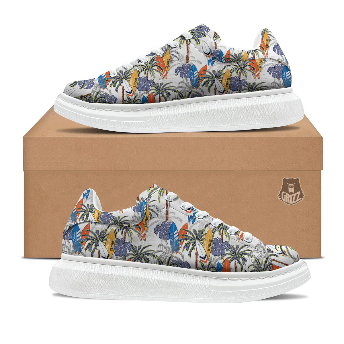 Surfing Summer Print Pattern Platform Shoes-grizzshop
