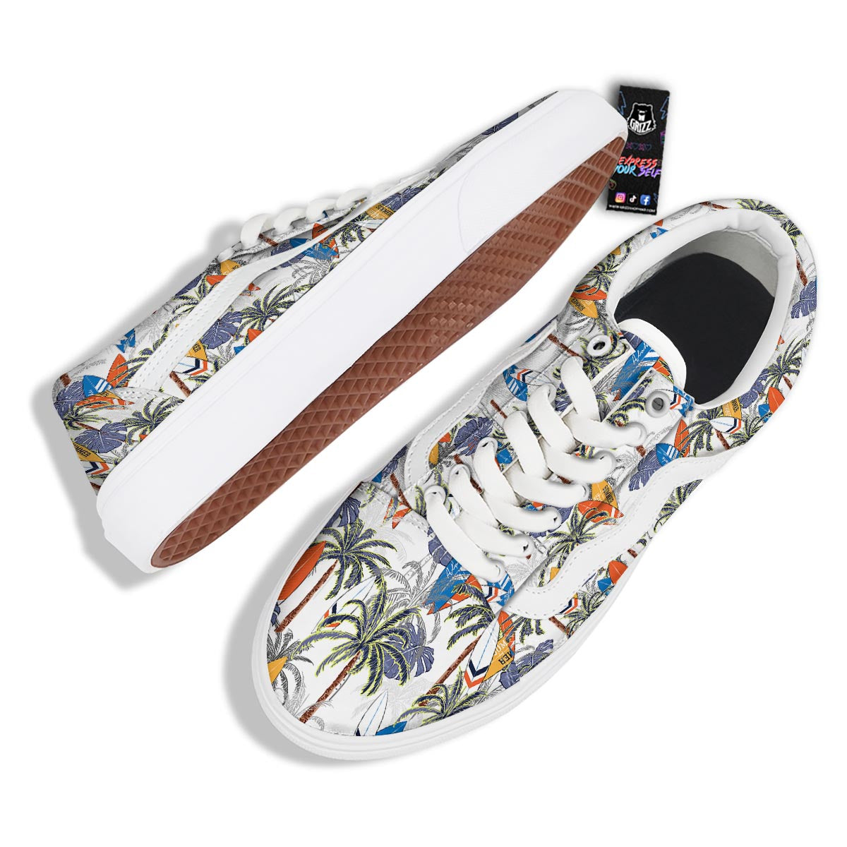 Surfing Summer Print Pattern Skate Shoes-grizzshop