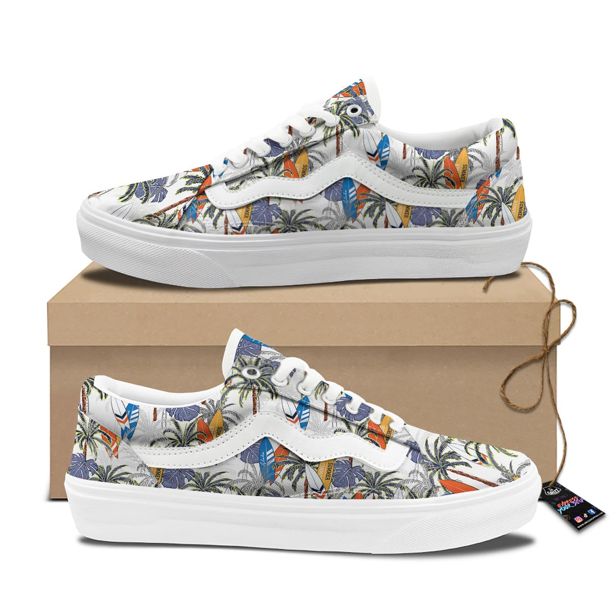 Surfing Summer Print Pattern Skate Shoes-grizzshop
