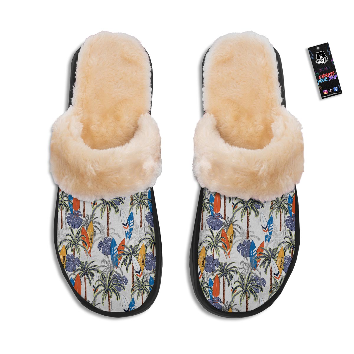 Surfing Summer Print Pattern Slippers-grizzshop