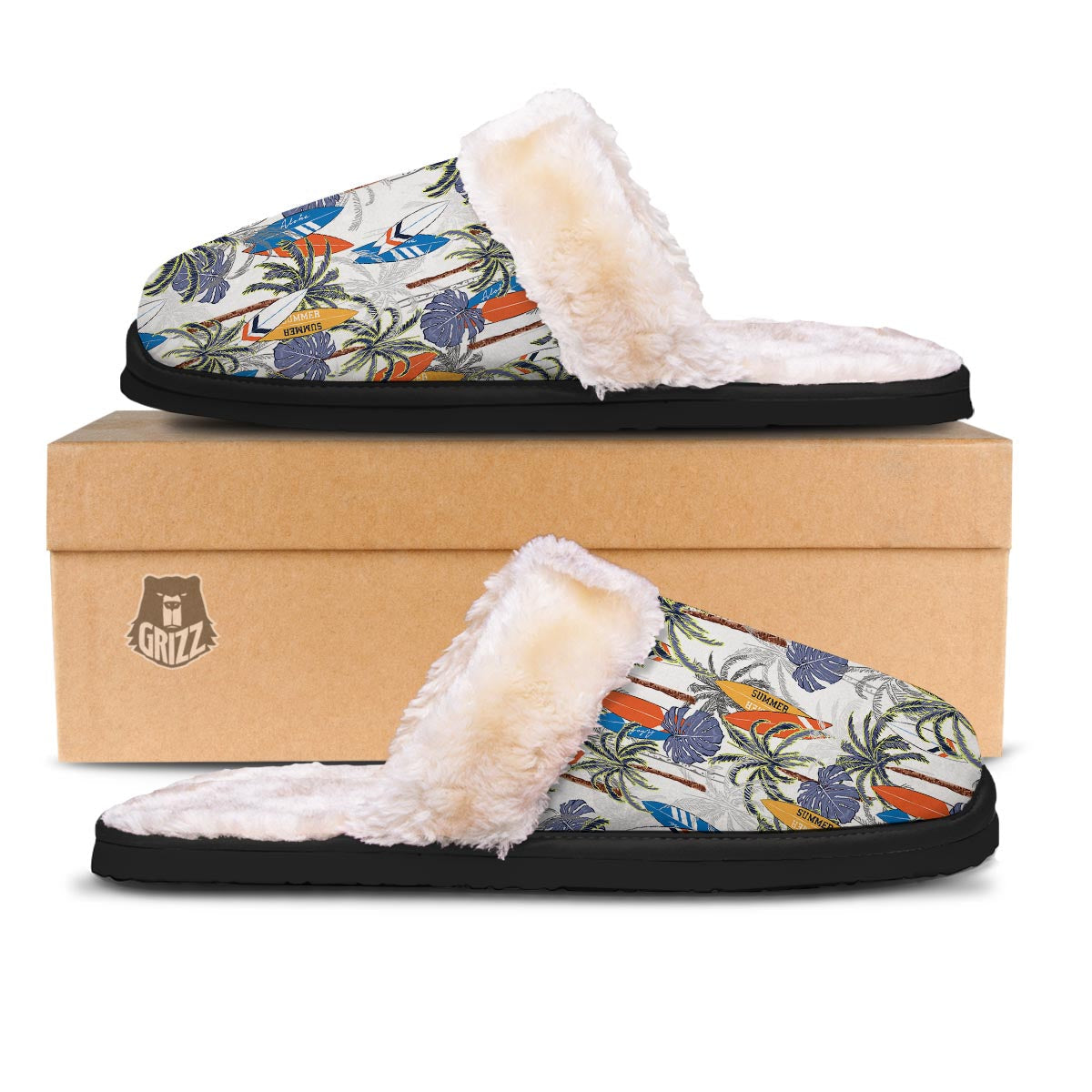 Surfing Summer Print Pattern Slippers-grizzshop