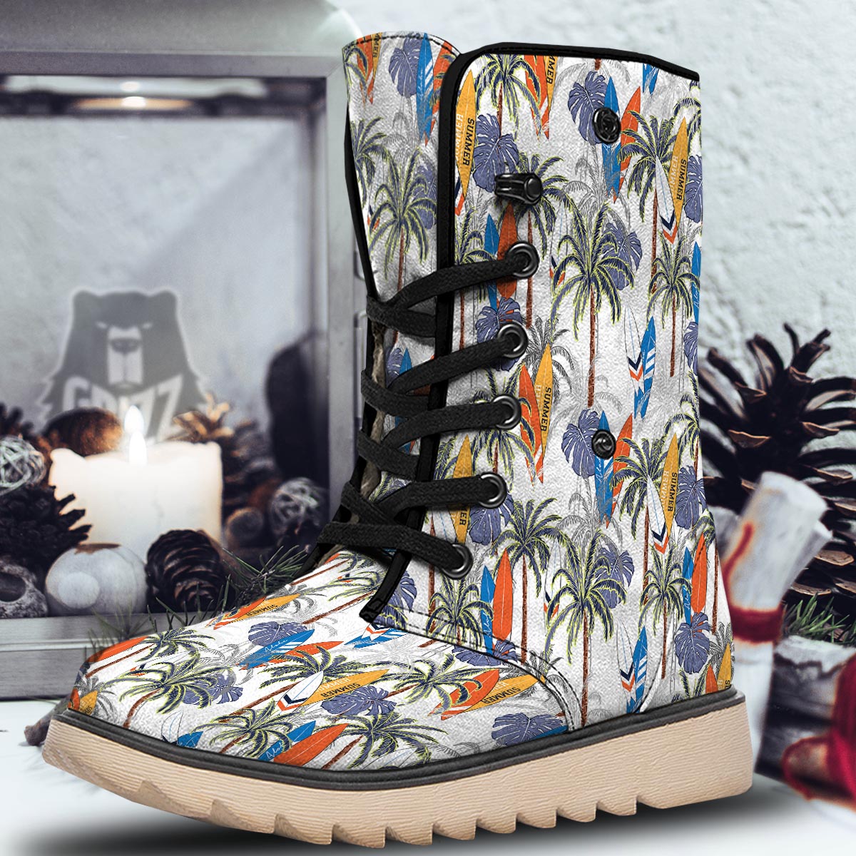 Surfing Summer Print Pattern Snow Boots-grizzshop