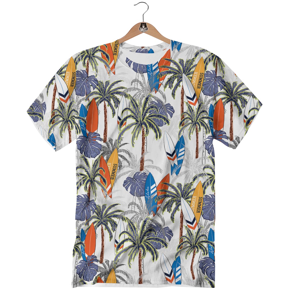 Surfing Summer Print Pattern T-Shirt-grizzshop