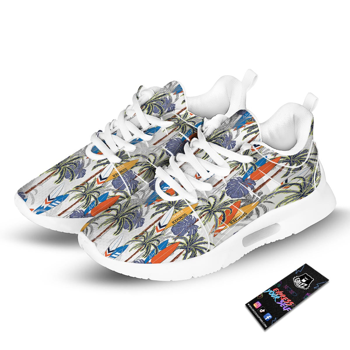 Surfing Summer Print Pattern Tennis Shoes-grizzshop