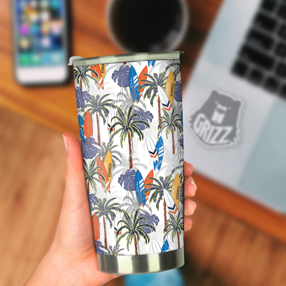 Surfing Summer Print Pattern Tumbler-grizzshop