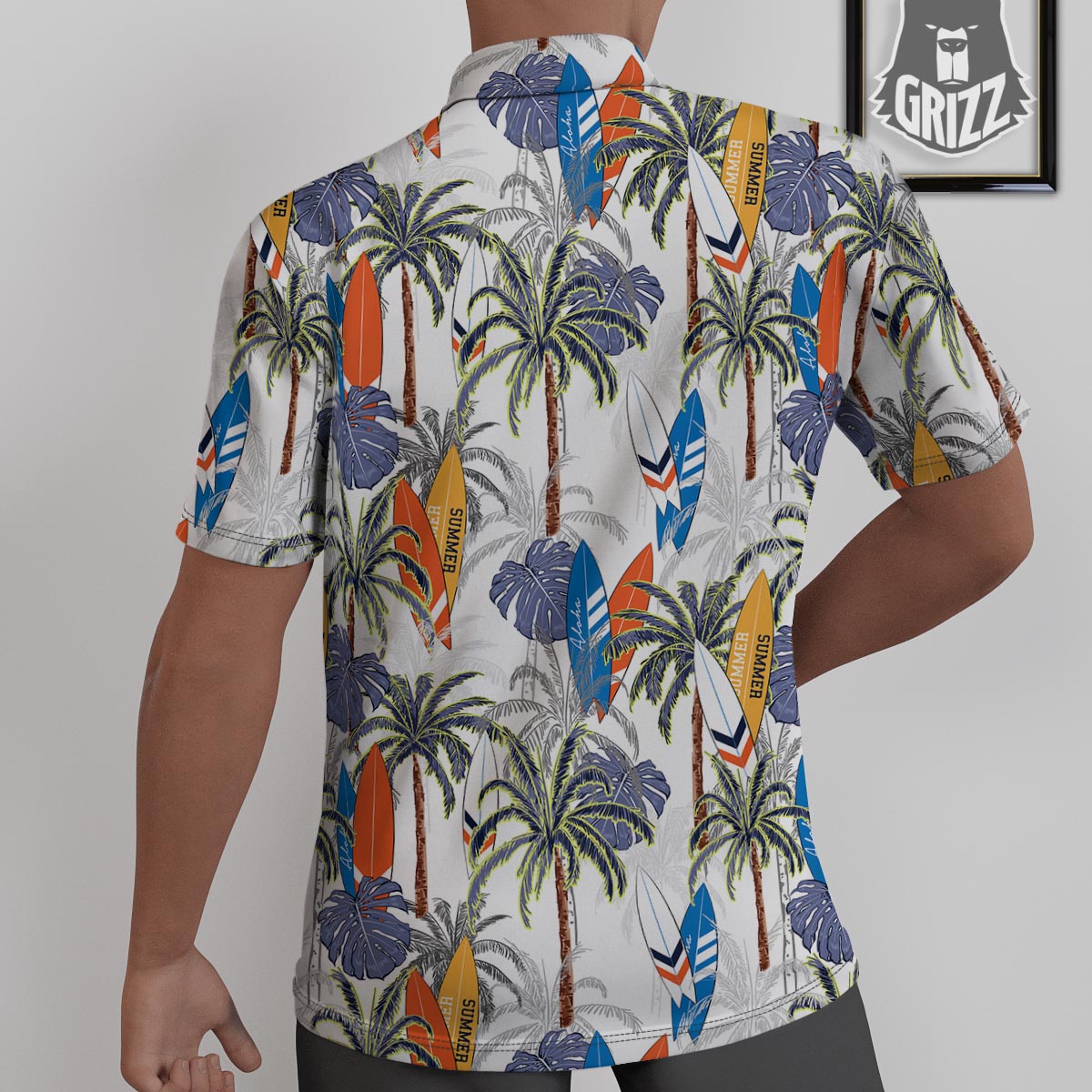 Surfing Summer Print Pattern Untucked Shirts-grizzshop