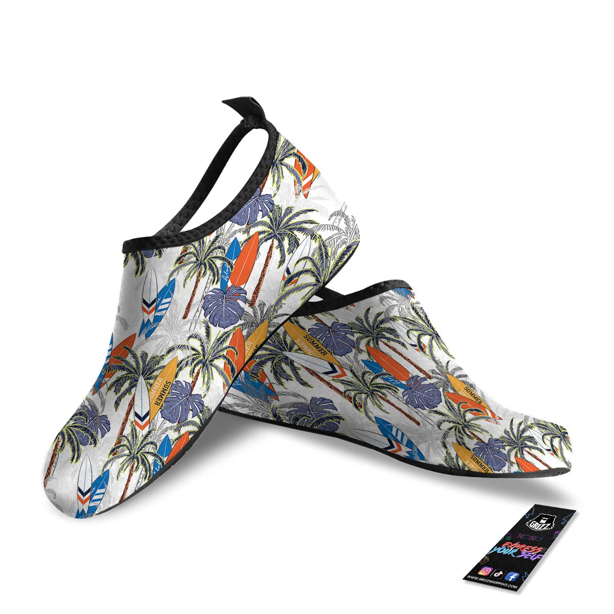 Surfing Summer Print Pattern Water Shoes-grizzshop