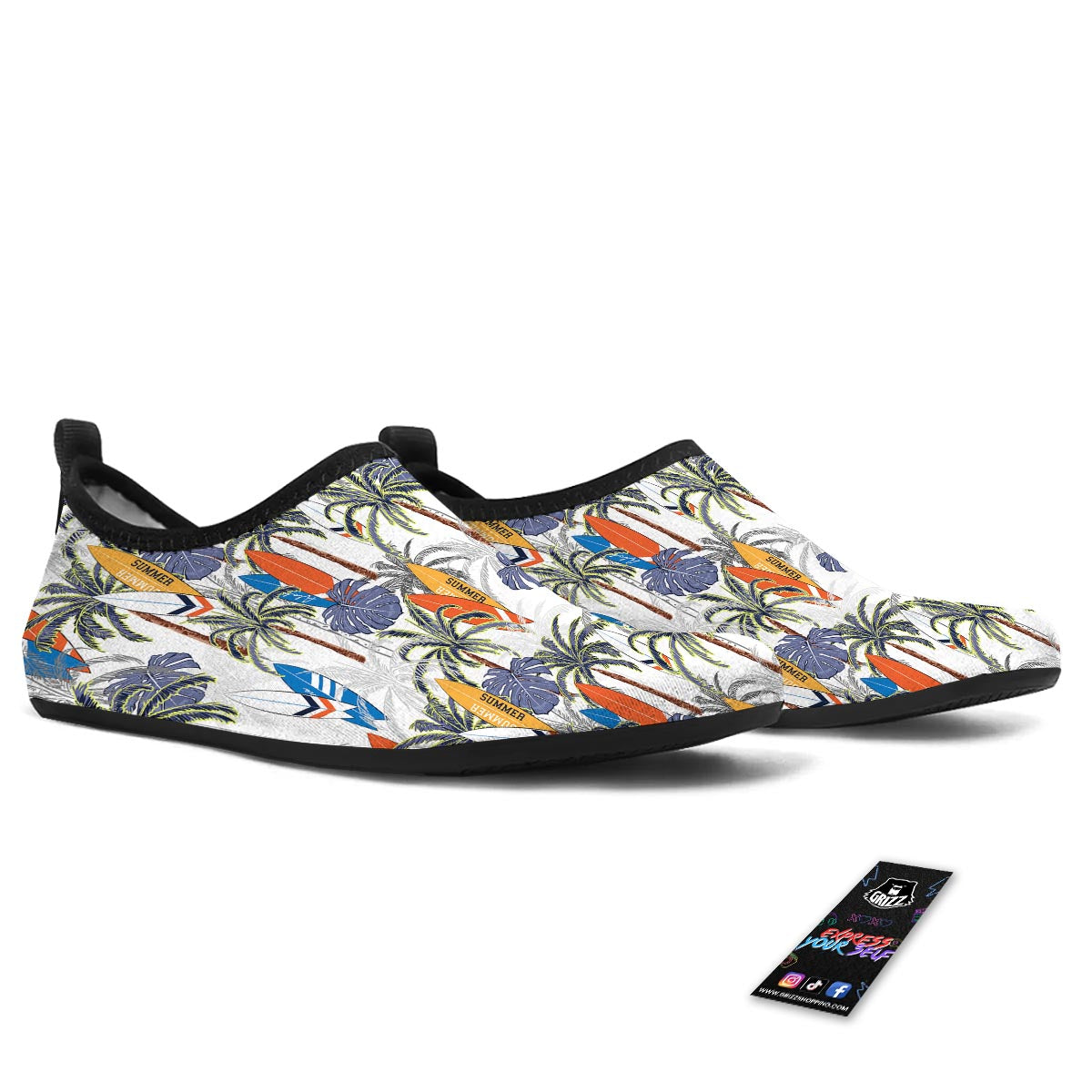 Surfing Summer Print Pattern Water Shoes-grizzshop