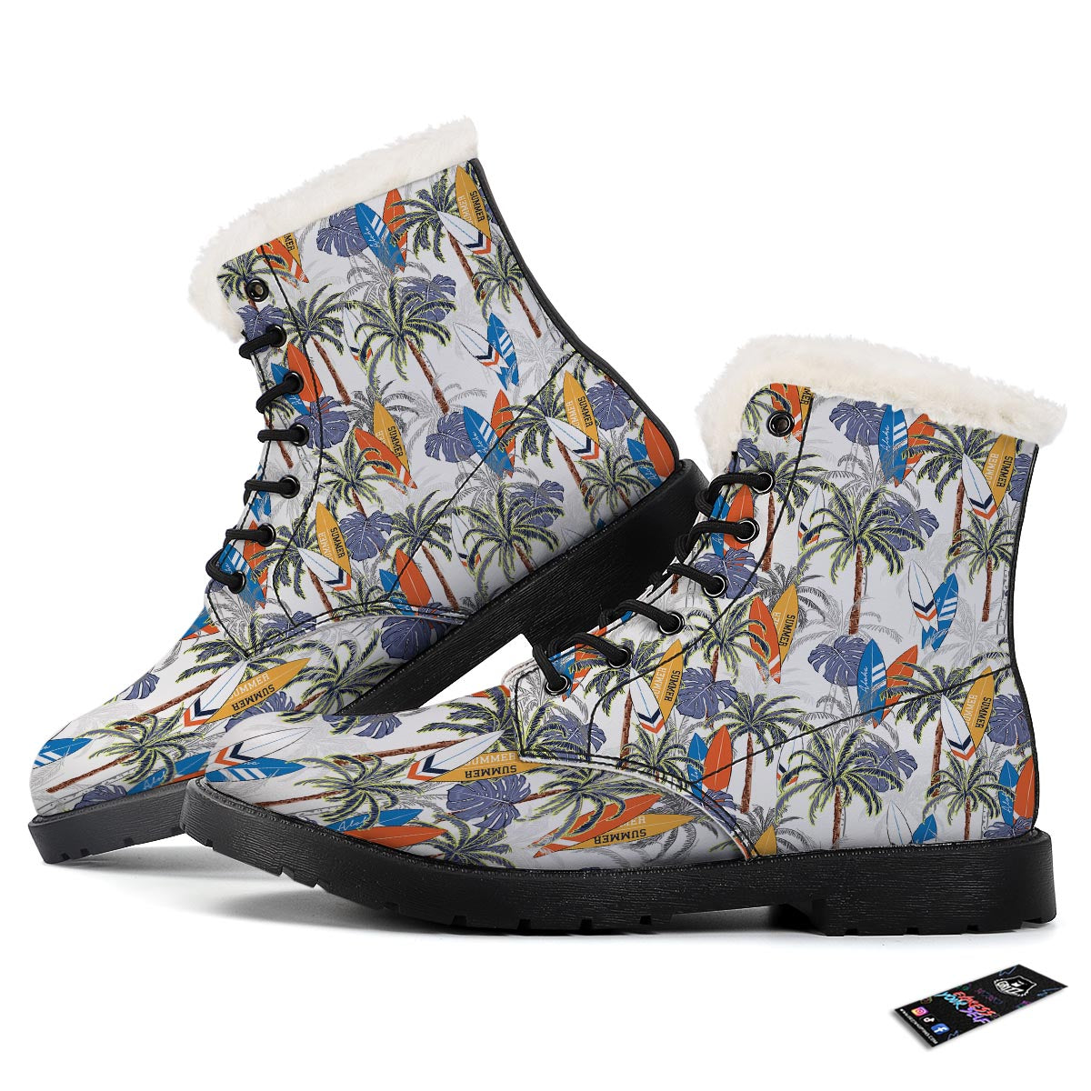 Surfing Summer Print Pattern Winter Boots-grizzshop
