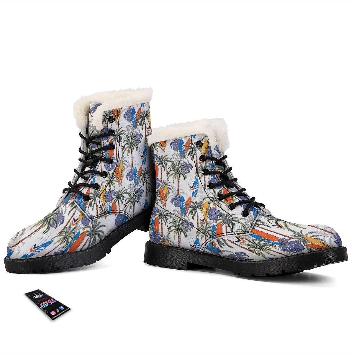 Surfing Summer Print Pattern Winter Boots-grizzshop