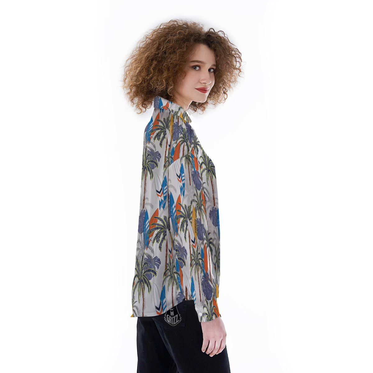 Surfing Summer Print Pattern Women's Long Sleeve Shirts-grizzshop