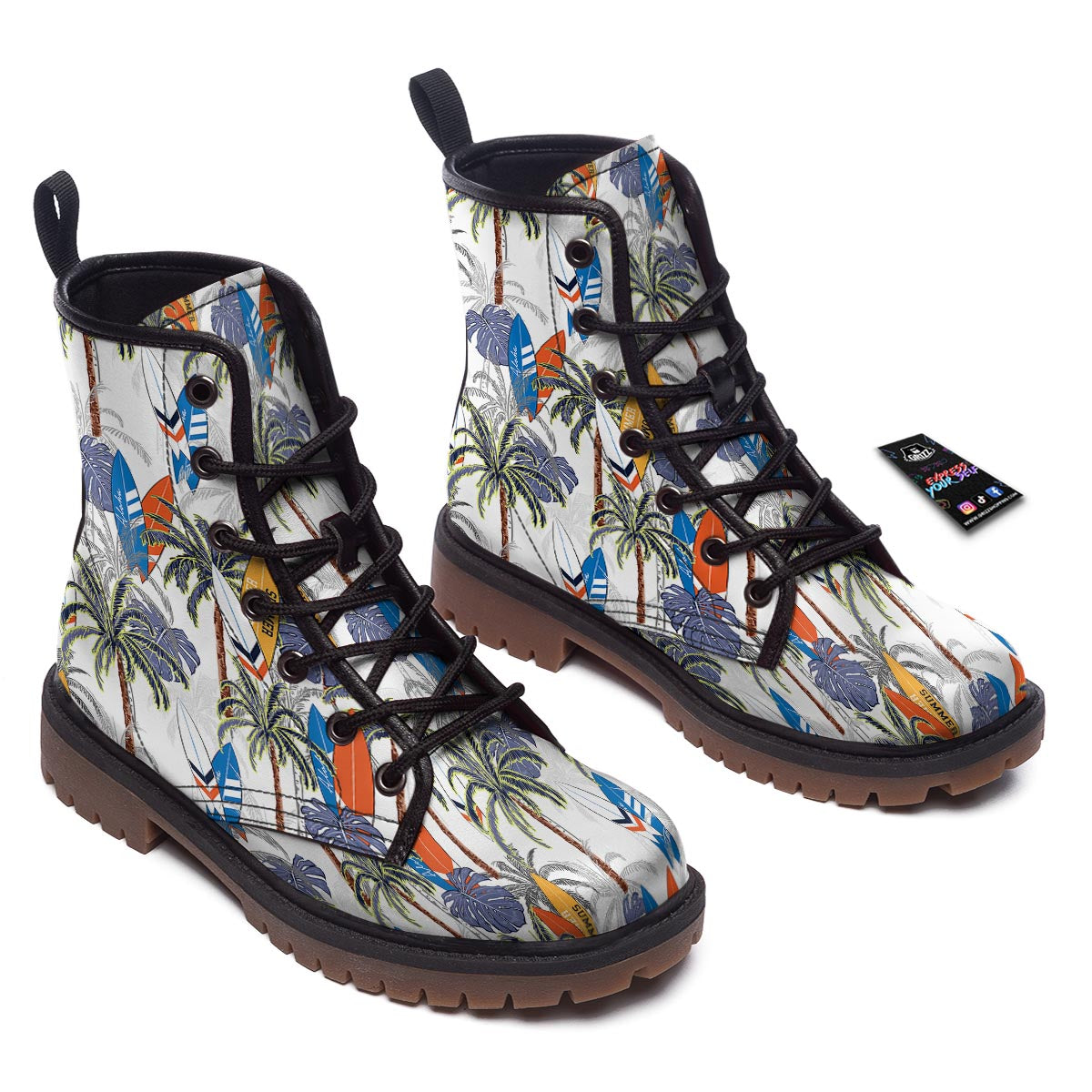 Surfing Summer Print Pattern Work Boots-grizzshop