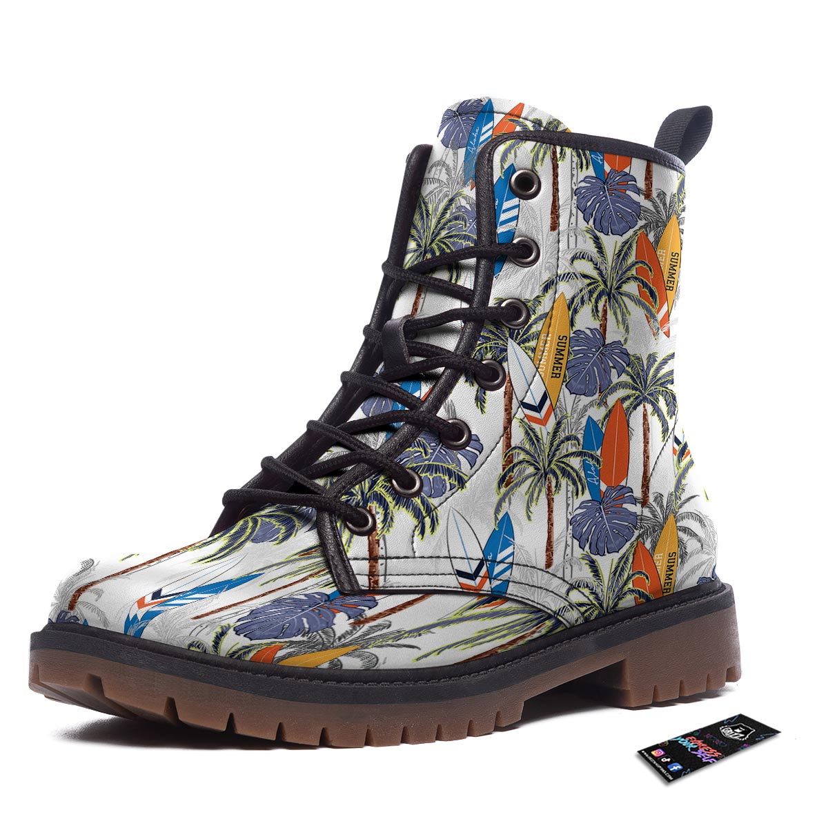 Surfing Summer Print Pattern Work Boots-grizzshop
