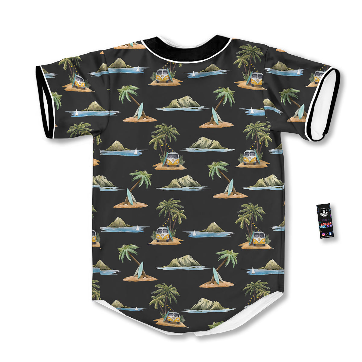 Surfing Watercolor Print Pattern Baseball Jersey-grizzshop