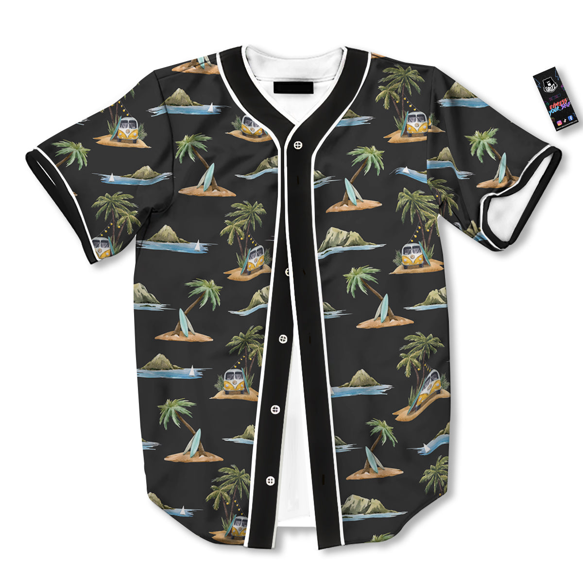 Surfing Watercolor Print Pattern Baseball Jersey-grizzshop