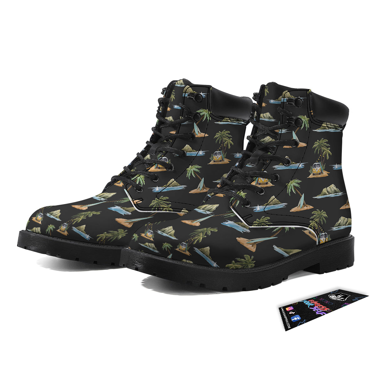 Surfing Watercolor Print Pattern Boots-grizzshop