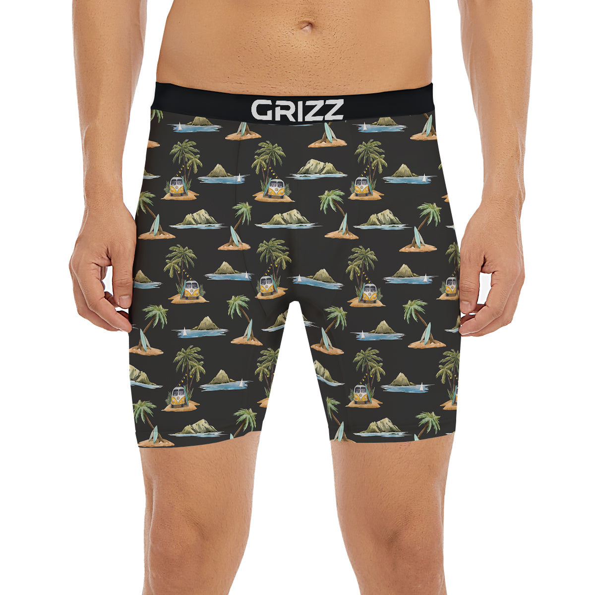 Surfing Watercolor Print Pattern Boxer Briefs-grizzshop