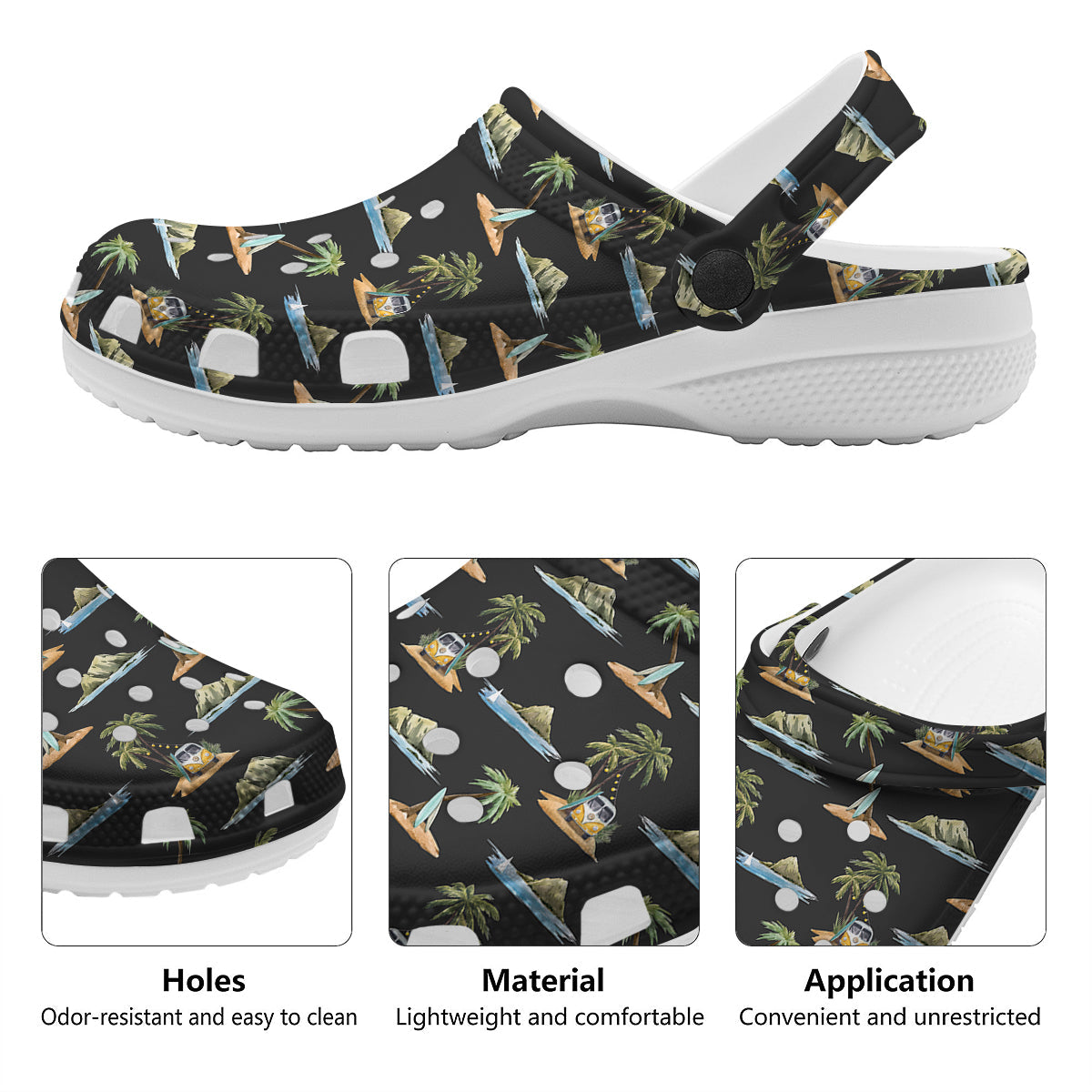 Surfing Watercolor Print Pattern Clog-grizzshop