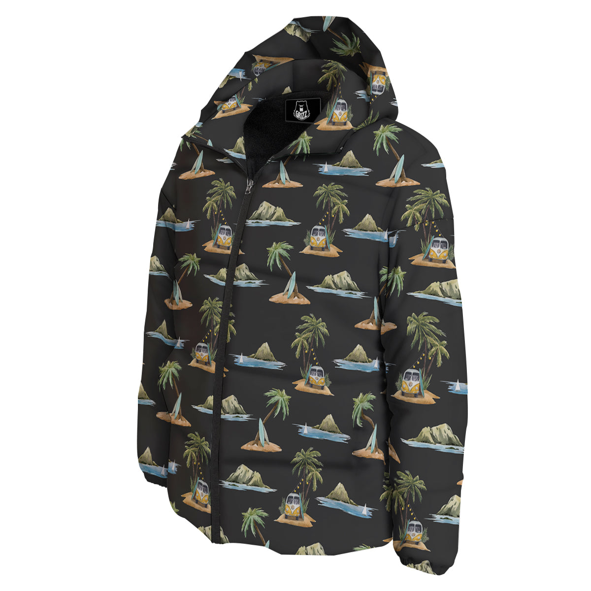 Surfing Watercolor Print Pattern Down Jacket-grizzshop