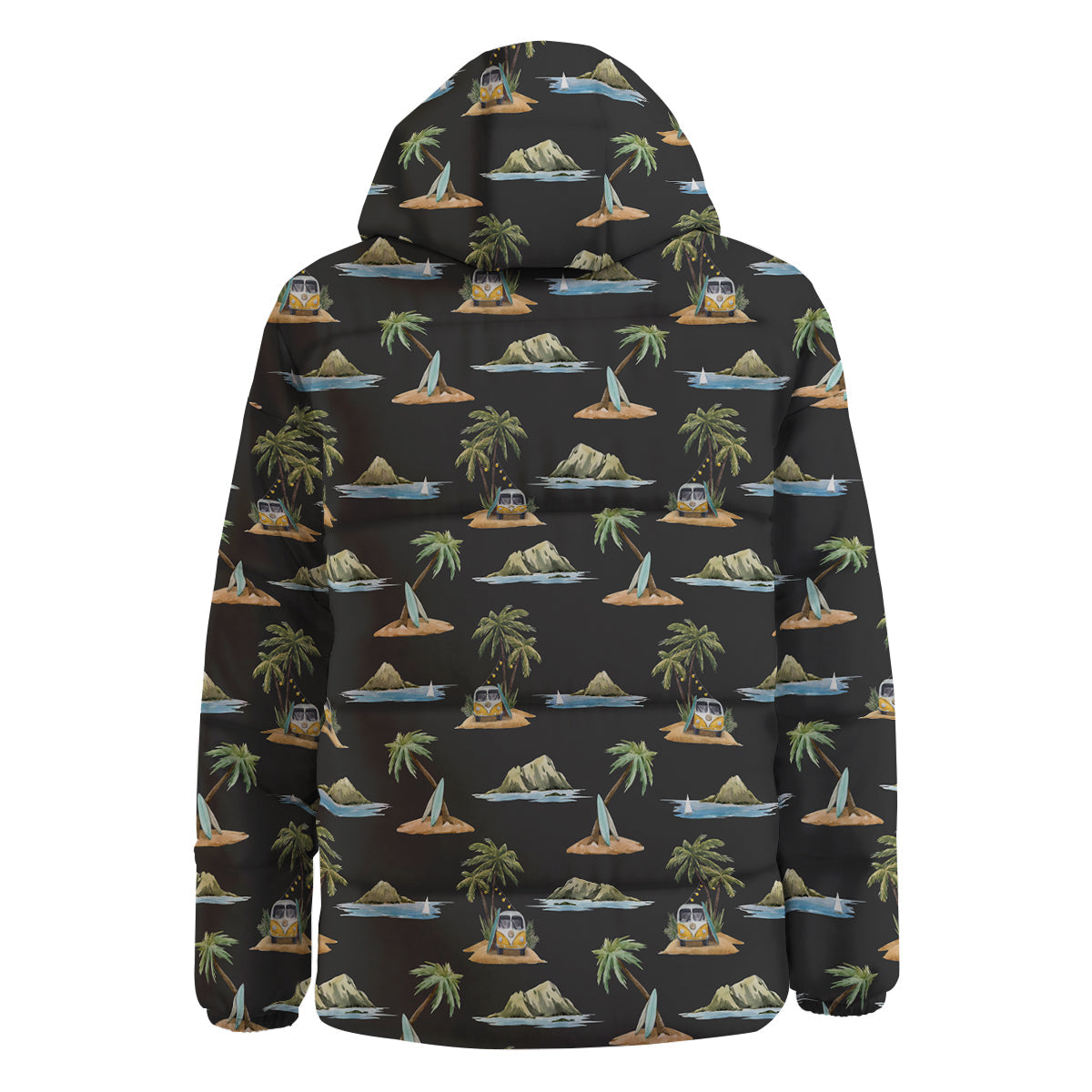 Surfing Watercolor Print Pattern Down Jacket-grizzshop