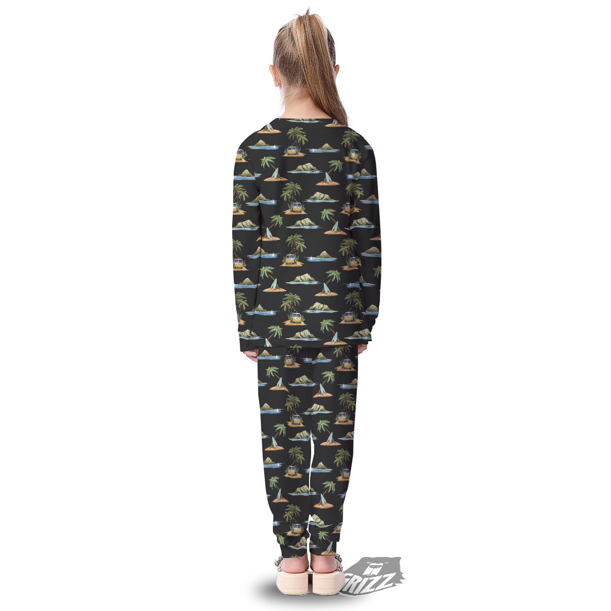 Surfing Watercolor Print Pattern Kid's Pajamas-grizzshop