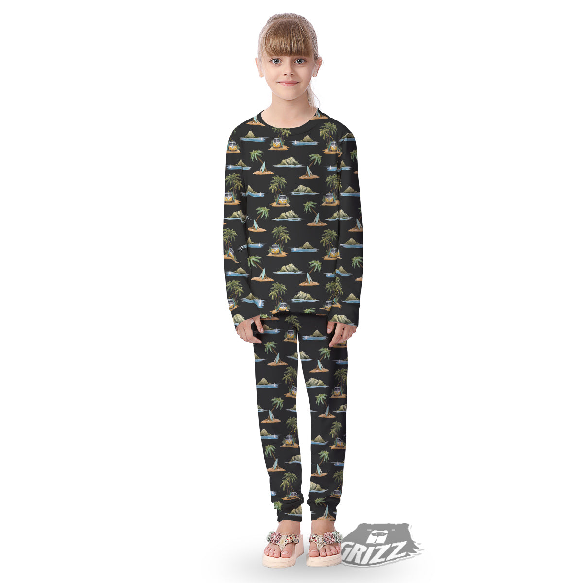 Surfing Watercolor Print Pattern Kid's Pajamas-grizzshop