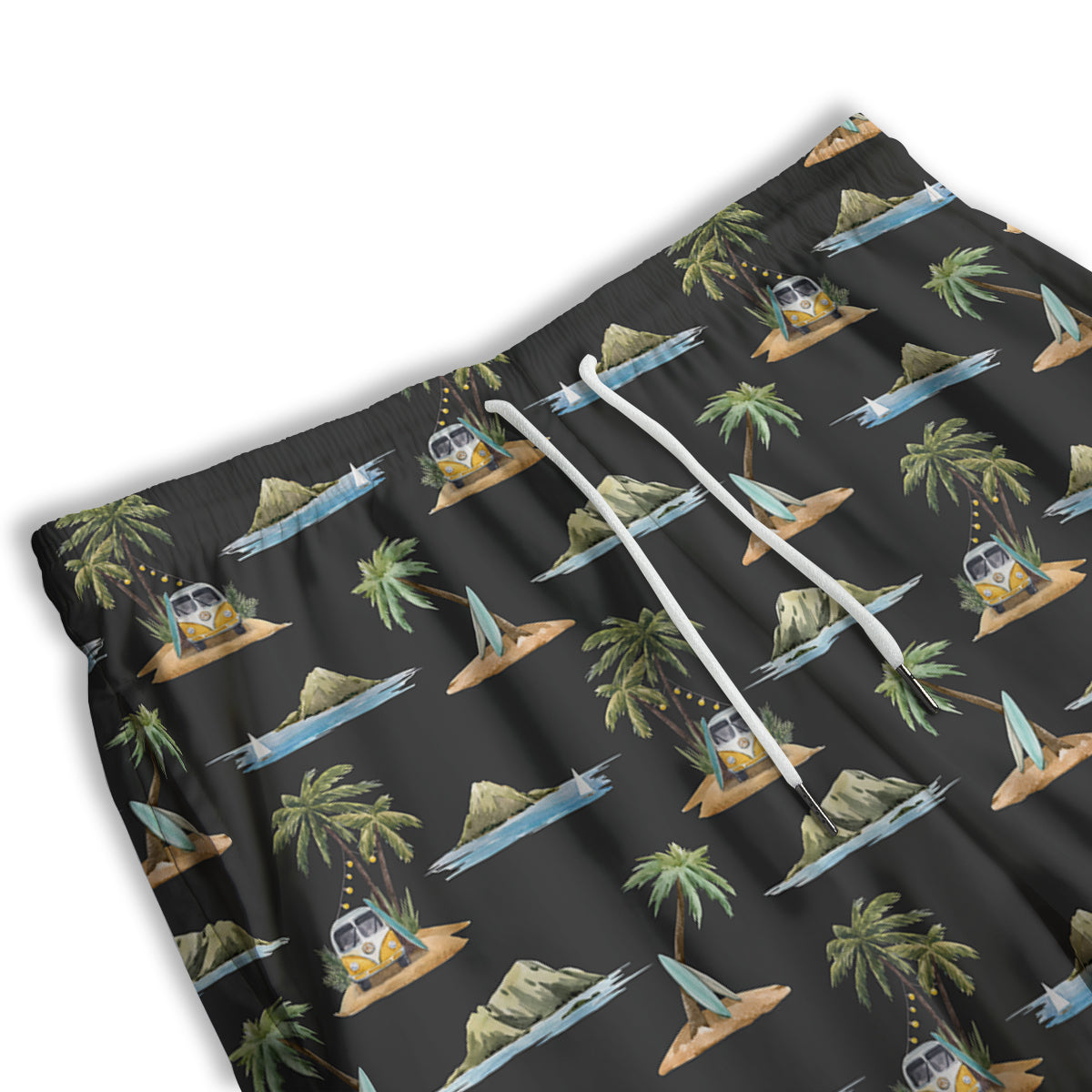 Surfing Watercolor Print Pattern Men's Athletic Shorts