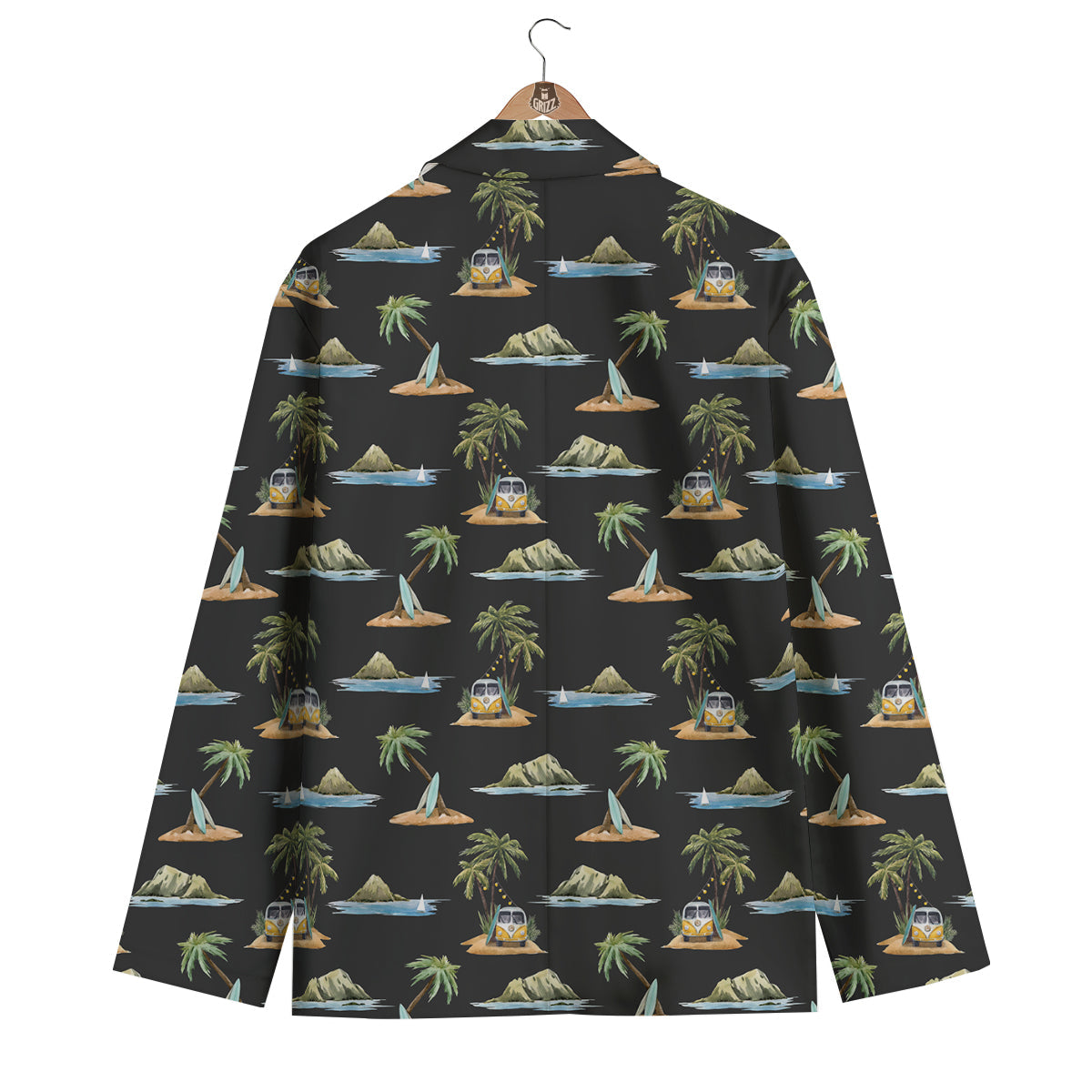 Surfing Watercolor Print Pattern Men's Blazer-grizzshop
