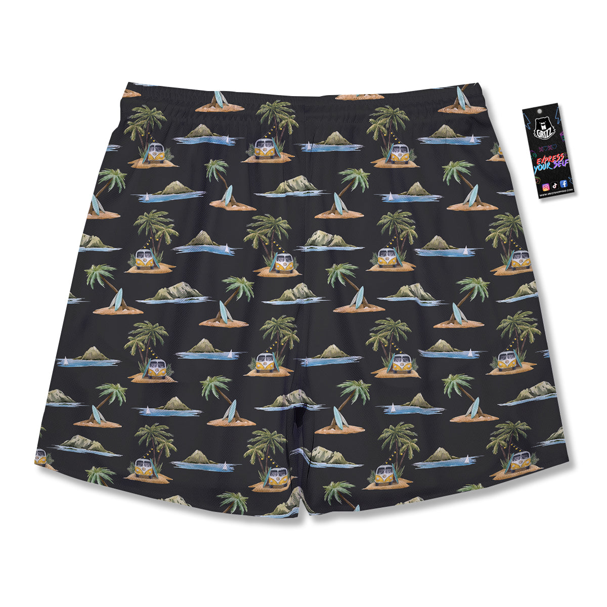 Surfing Watercolor Print Pattern Men's Running Shorts-grizzshop