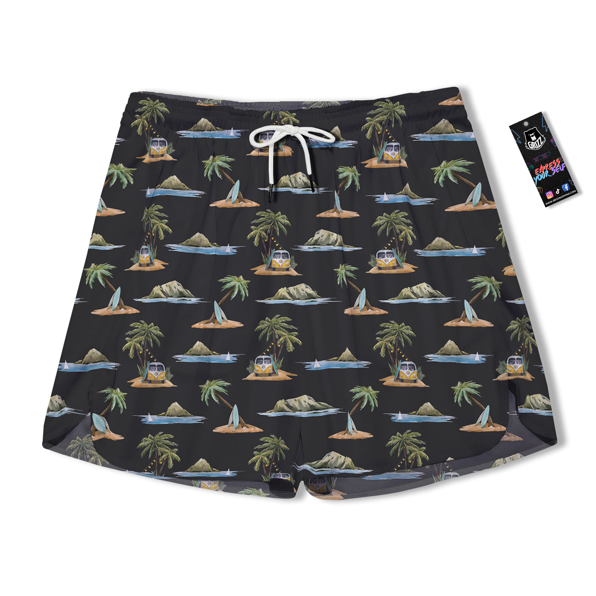 Surfing Watercolor Print Pattern Men's Running Shorts-grizzshop