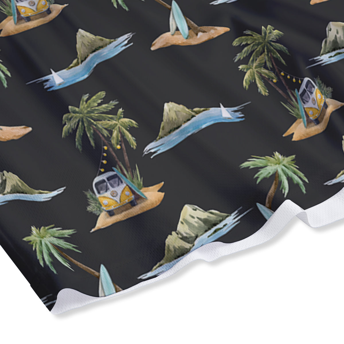 Surfing Watercolor Print Pattern Mesh Shorts