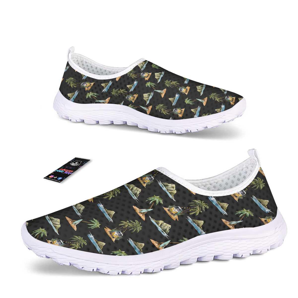 Surfing Watercolor Print Pattern Nurse Shoes-grizzshop