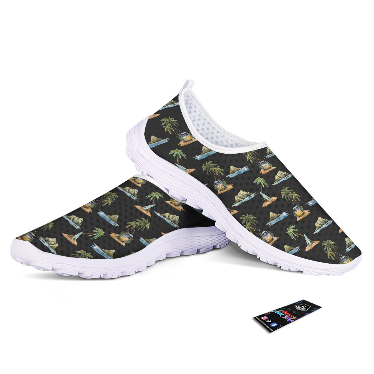 Surfing Watercolor Print Pattern Nurse Shoes-grizzshop