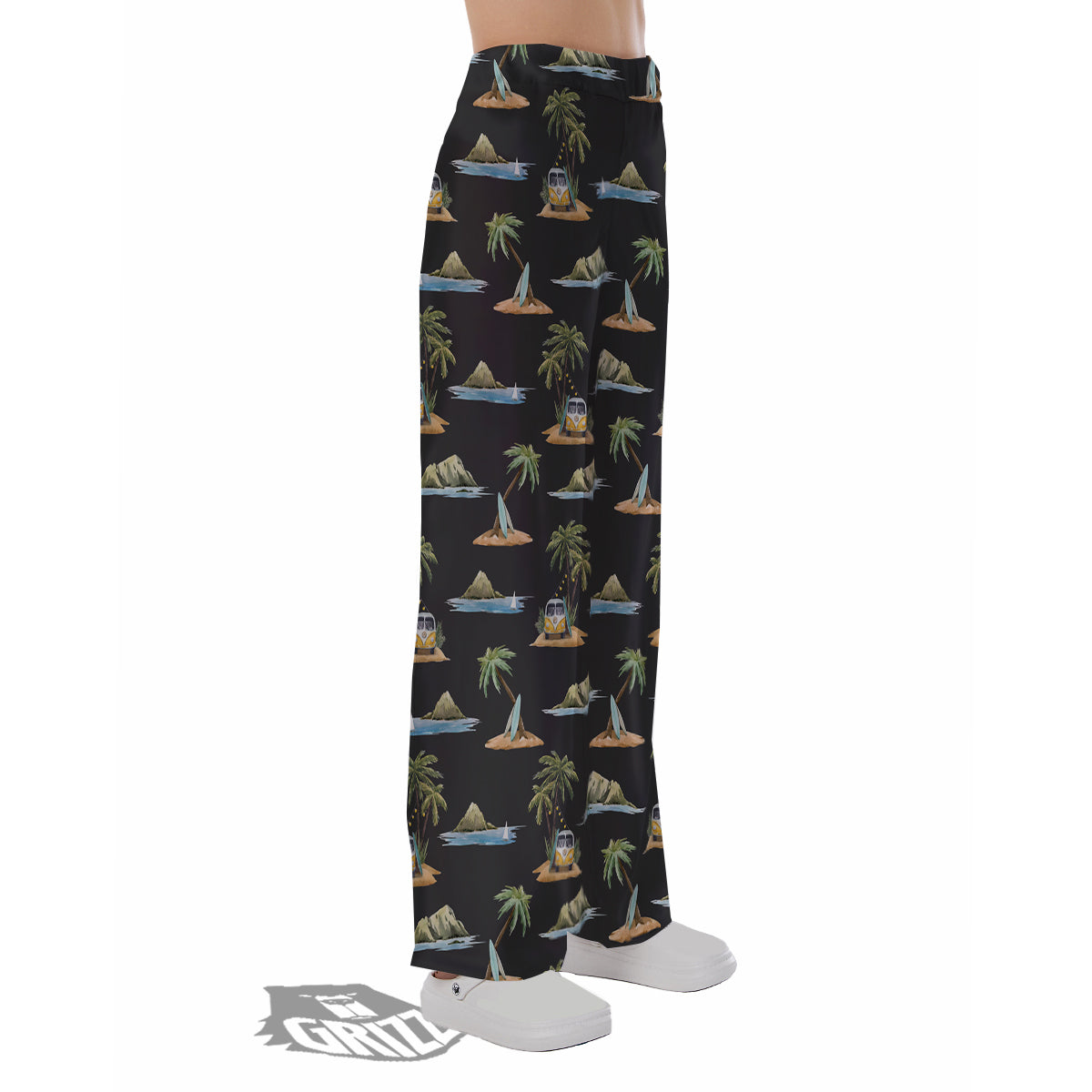 Surfing Watercolor Print Pattern Pajama Pants-grizzshop