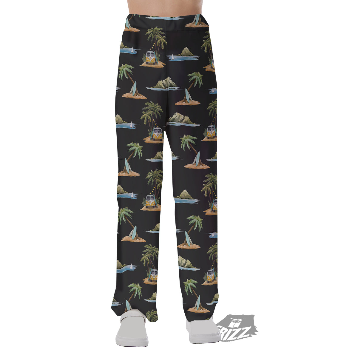 Surfing Watercolor Print Pattern Pajama Pants-grizzshop