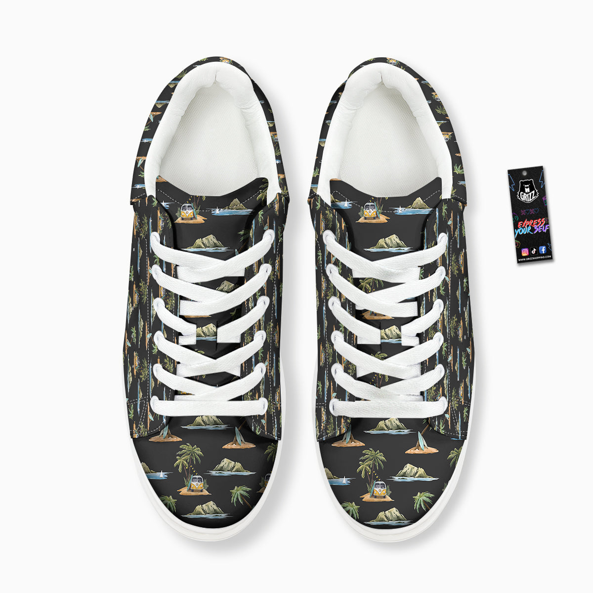 Surfing Watercolor Print Pattern Platform Shoes-grizzshop