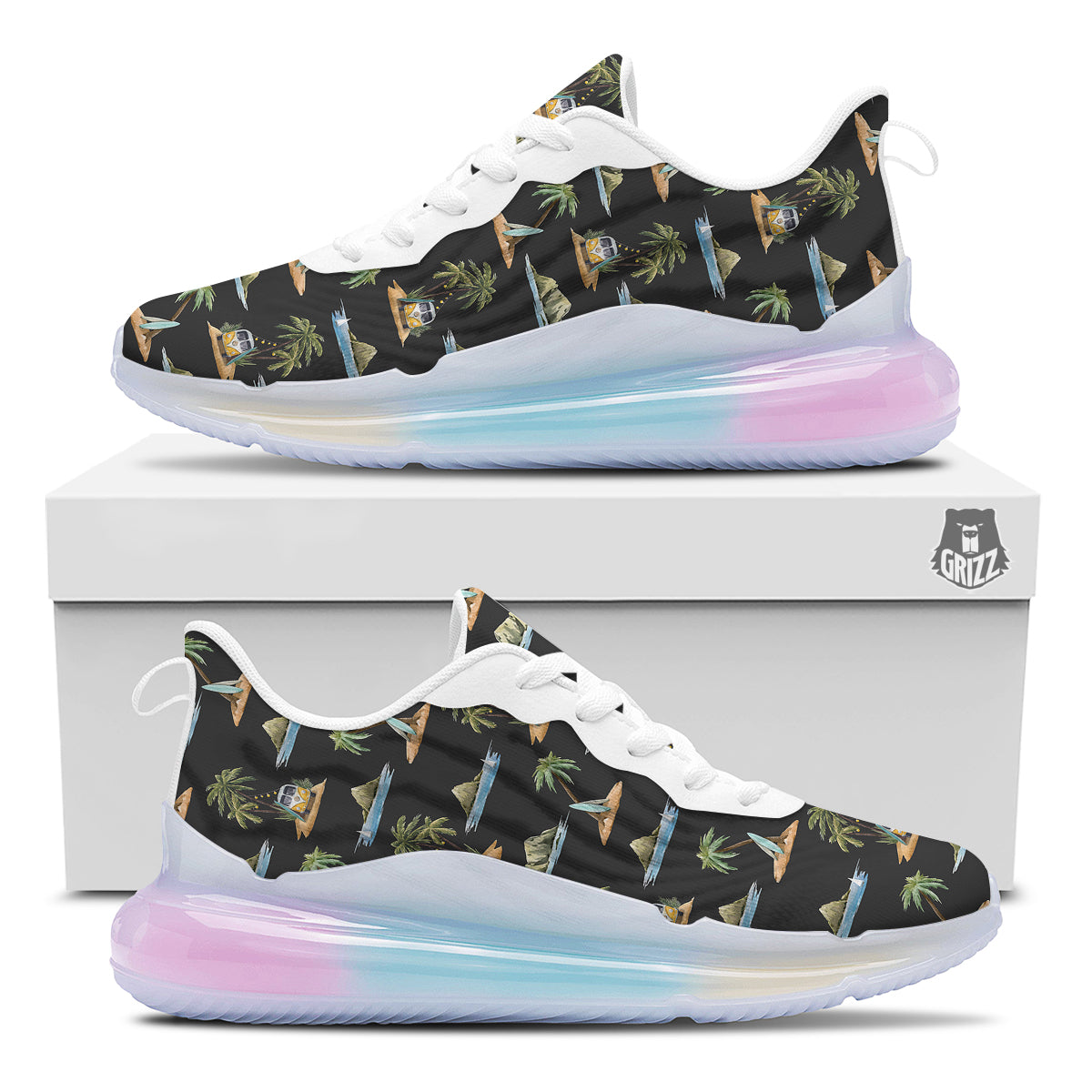 Surfing Watercolor Print Pattern Running Sneakers-grizzshop
