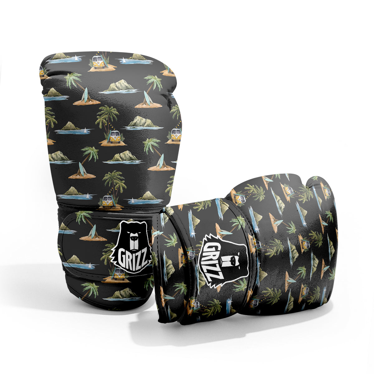 Surfing Watercolor Print Pattern Pro Boxing Glove