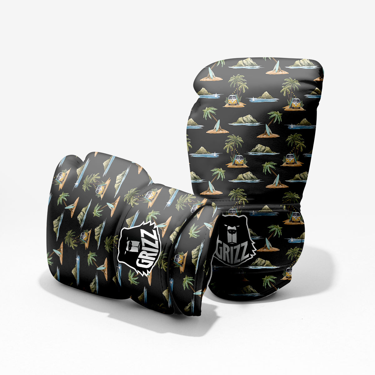 Surfing Watercolor Print Pattern Pro Boxing Glove