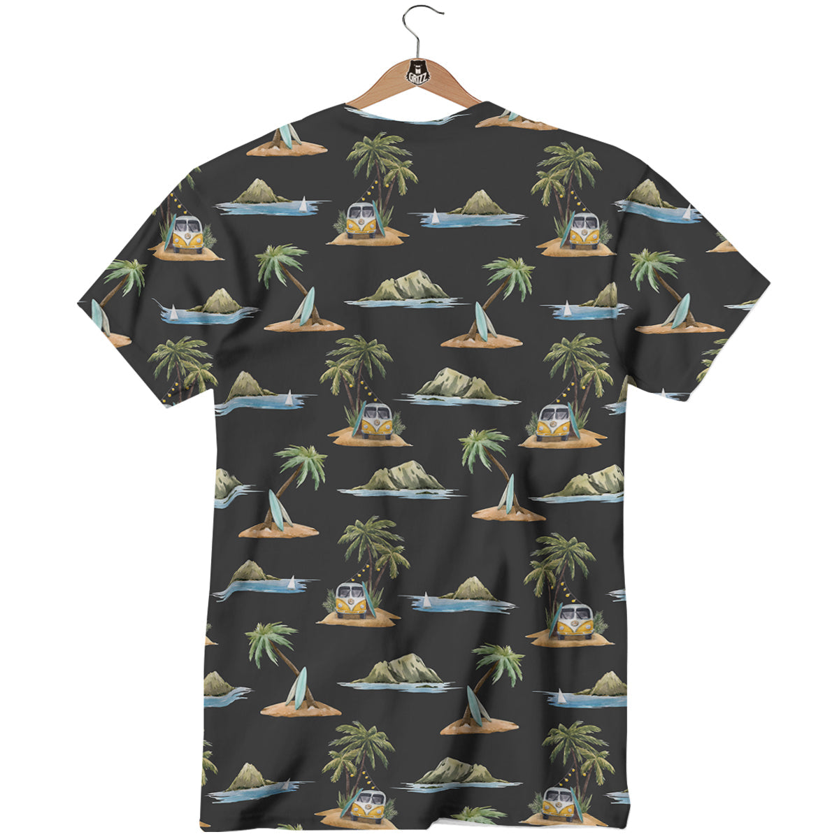 Surfing Watercolor Print Pattern T-Shirt-grizzshop
