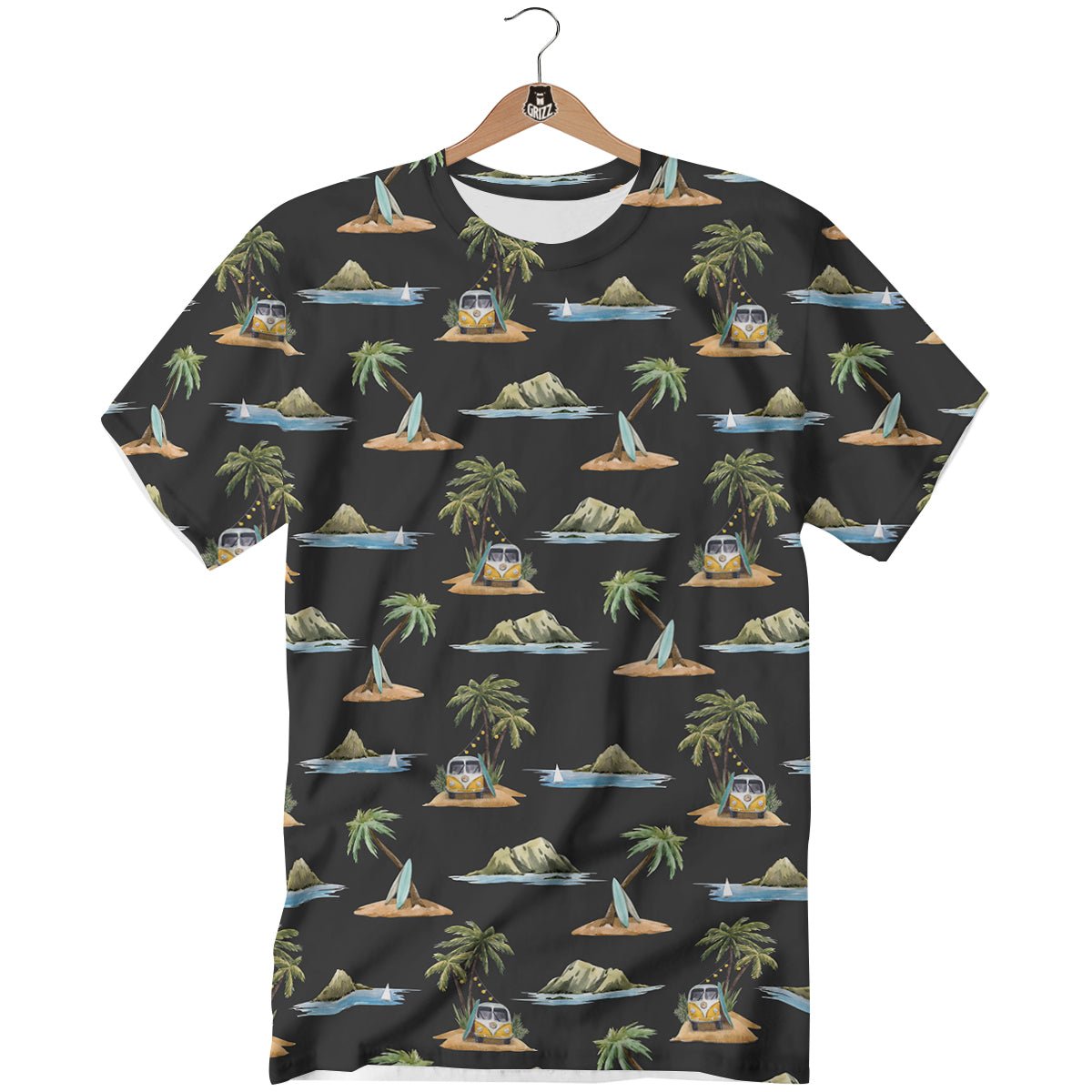 Surfing Watercolor Print Pattern T-Shirt-grizzshop
