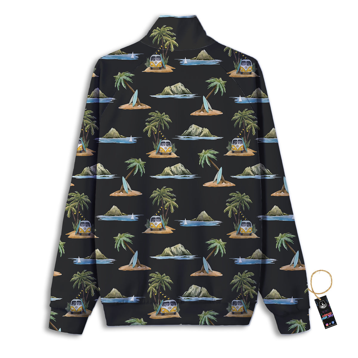 Surfing Watercolor Print Pattern Track Jacket-grizzshop