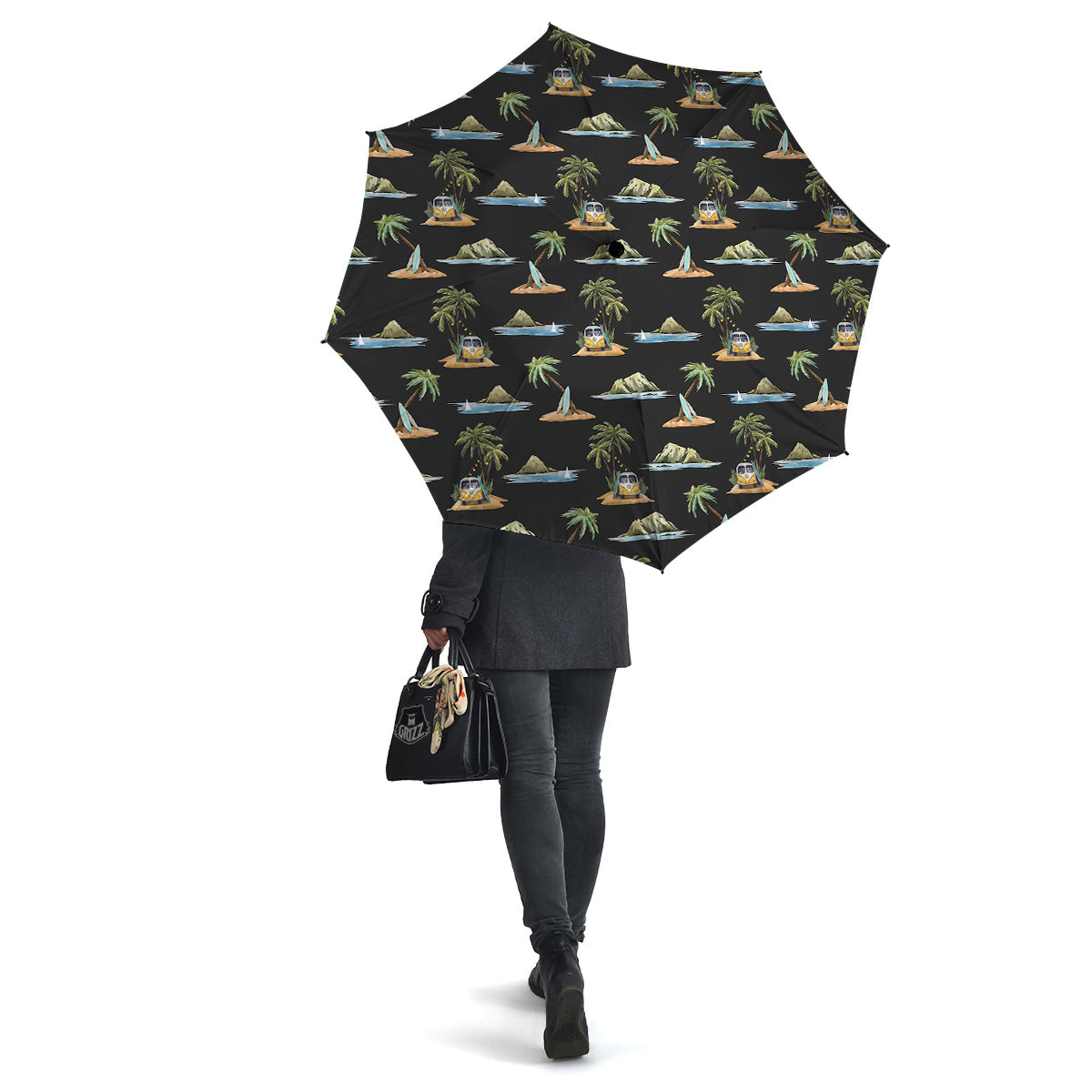 Surfing Watercolor Print Pattern Umbrella-grizzshop