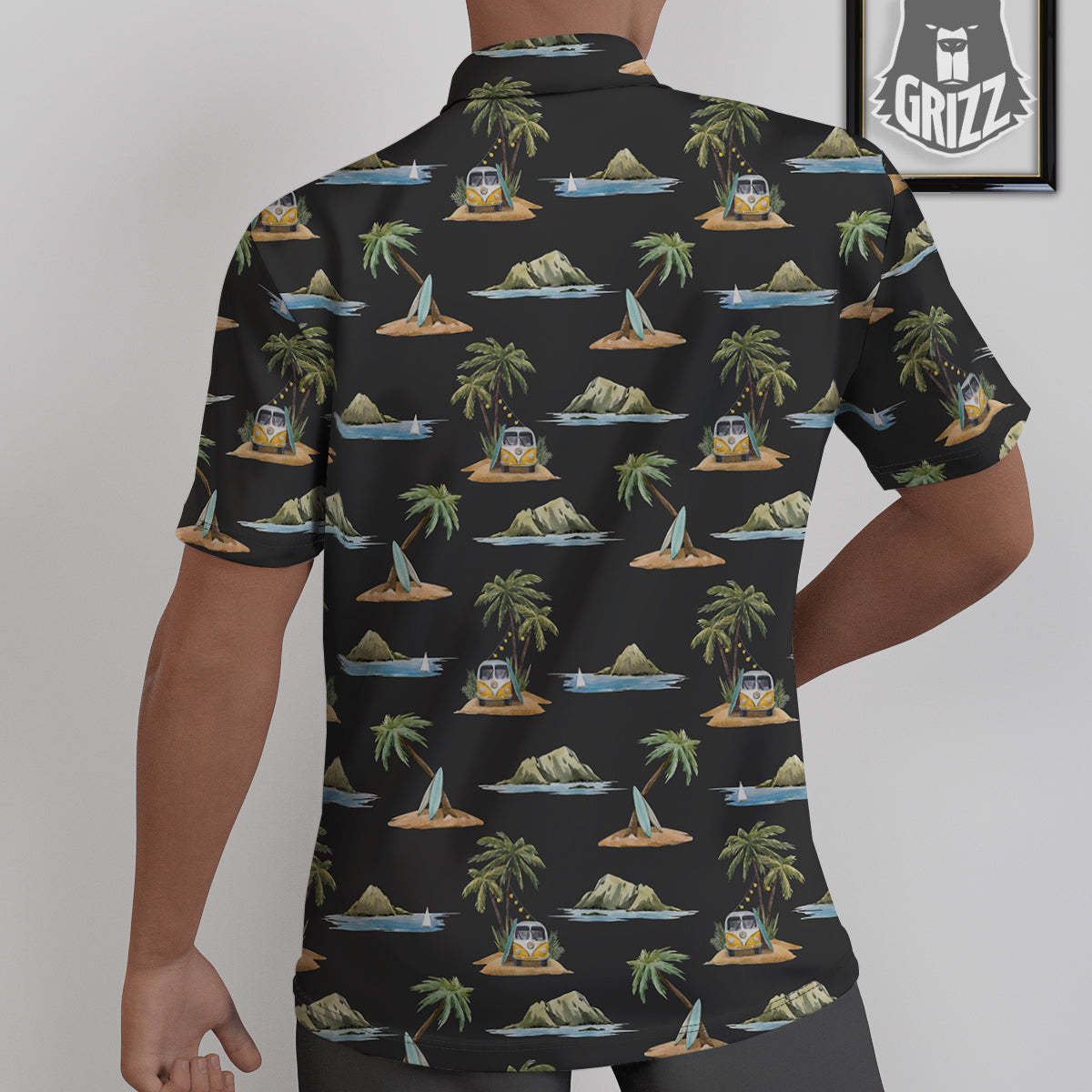 Surfing Watercolor Print Pattern Untucked Shirts-grizzshop