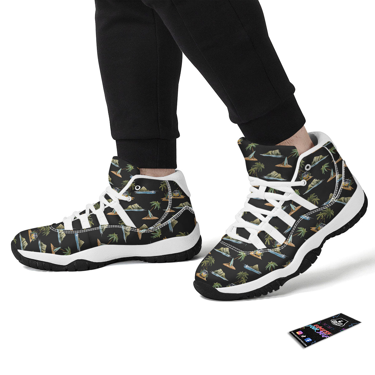 Surfing Watercolor Print Pattern White Bball Shoes-grizzshop