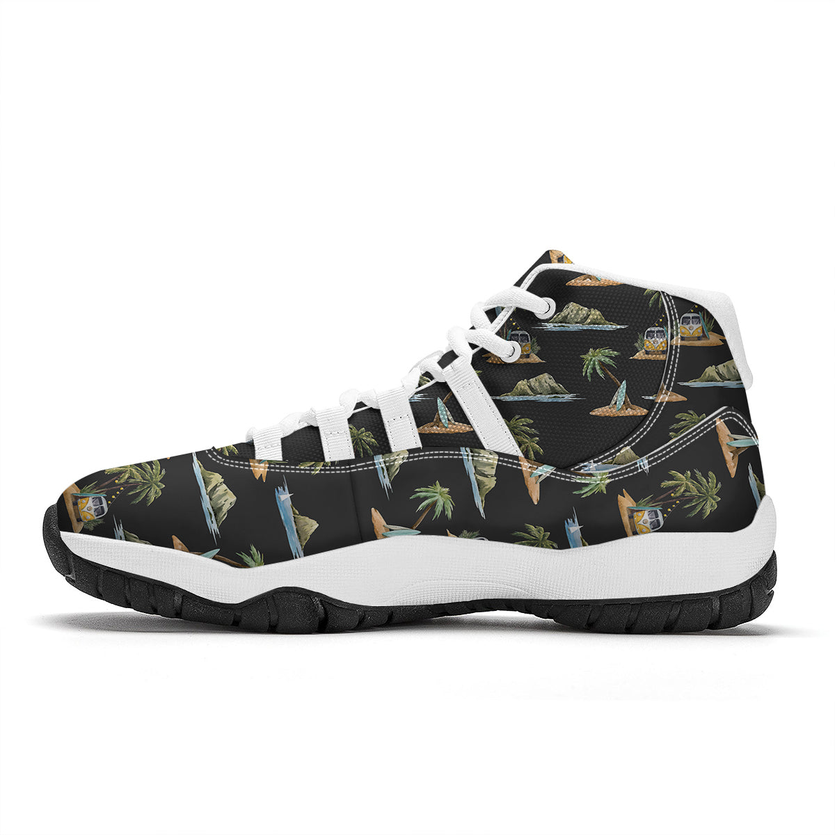 Surfing Watercolor Print Pattern White Bball Shoes-grizzshop