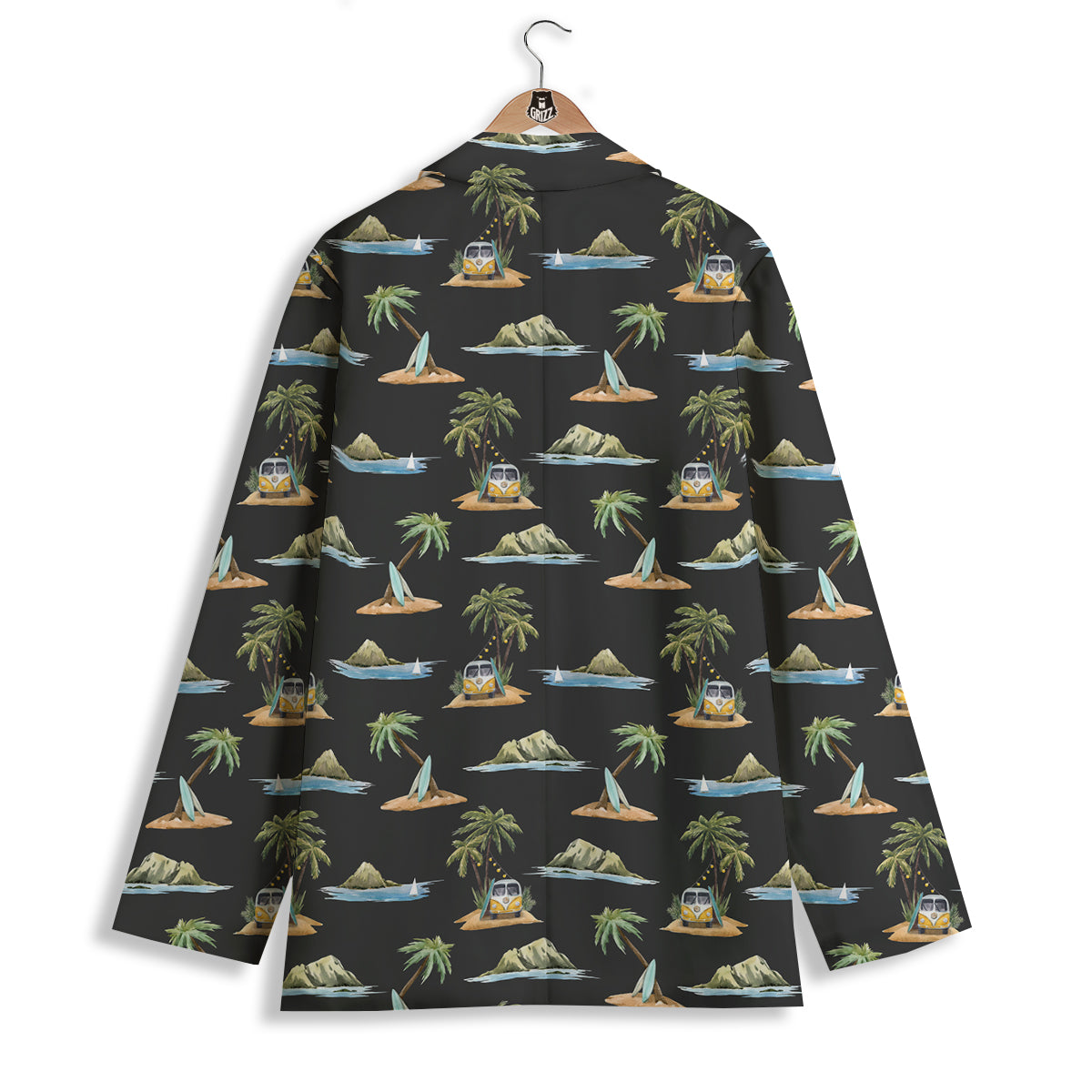 Surfing Watercolor Print Pattern Women's Blazer-grizzshop