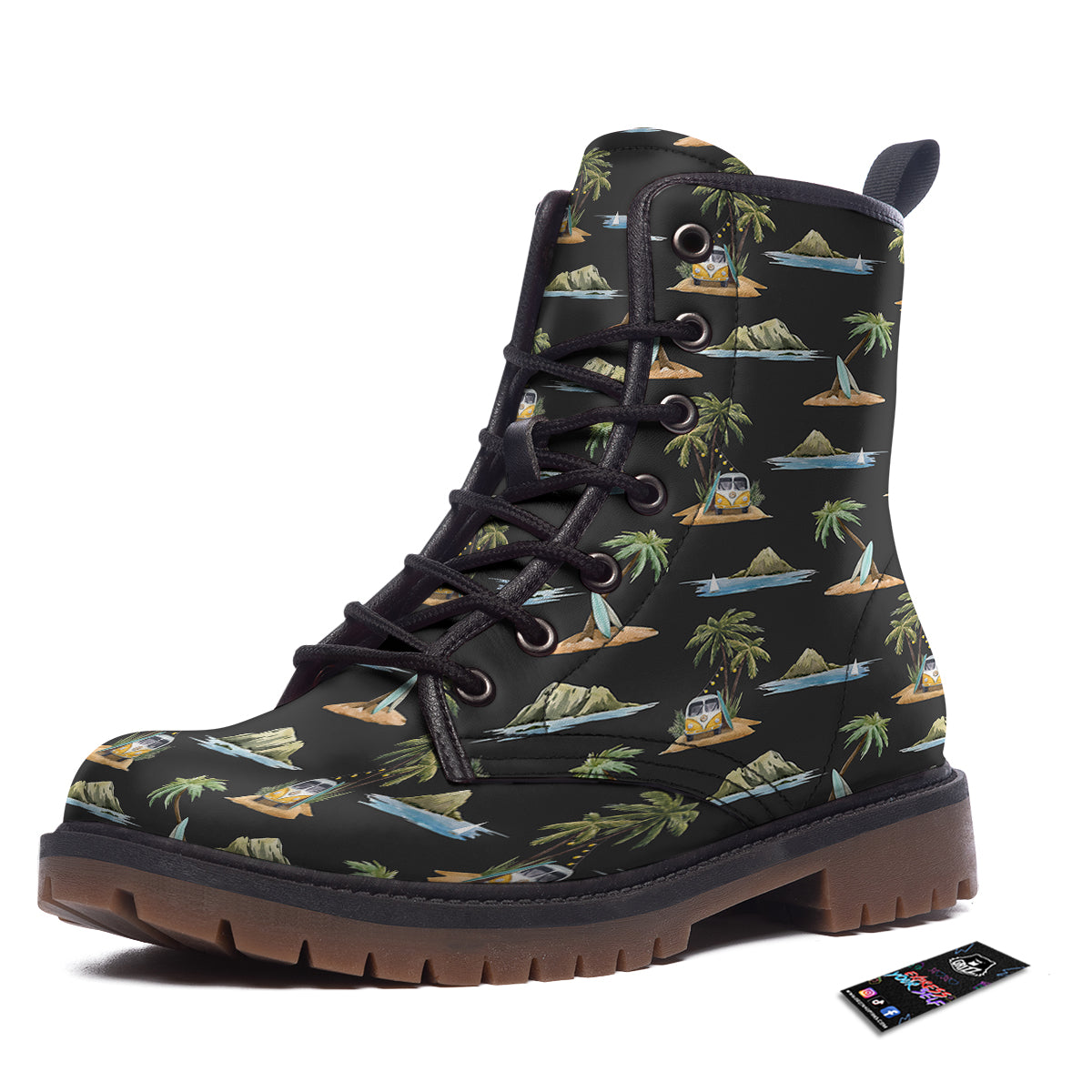 Surfing Watercolor Print Pattern Work Boots-grizzshop