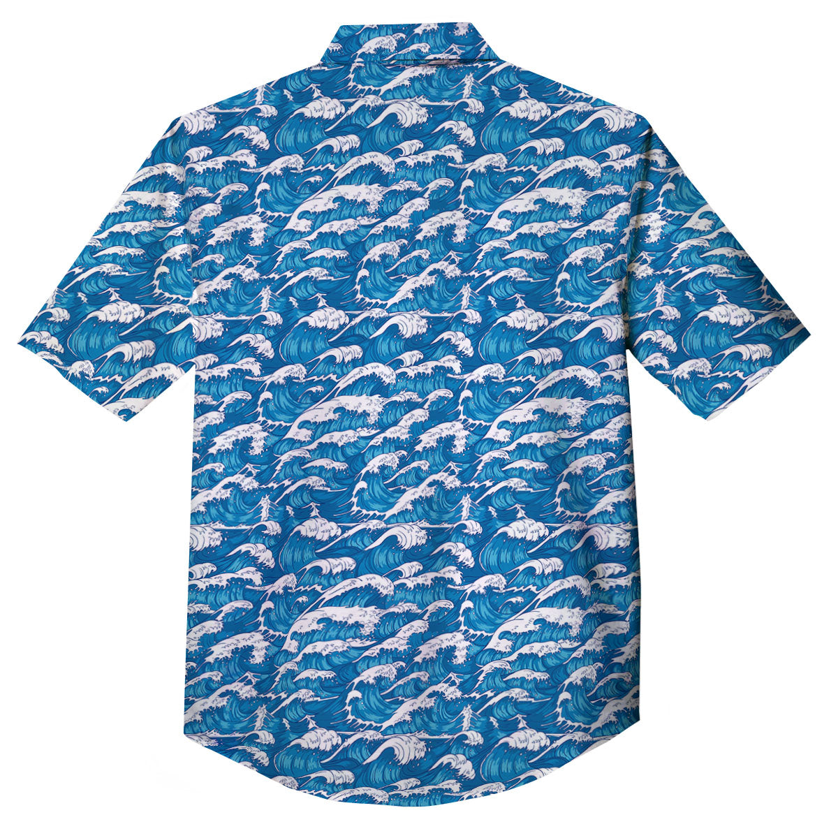 Surfing Wave Blue Print Pattern Button Up Shirt-grizzshop