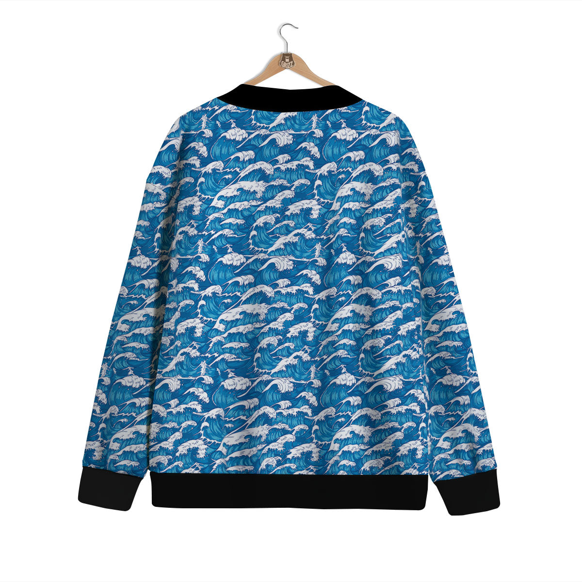 Surfing Wave Blue Print Pattern Cardigan-grizzshop